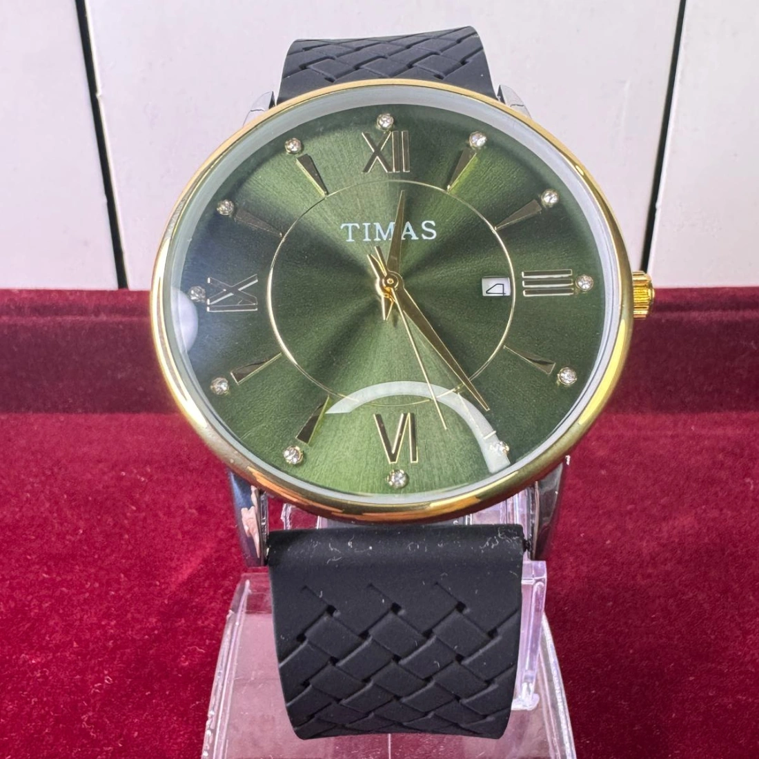 TIMAS Luxury Men's Watch with Green Dial & Black Silicone Strap - Ozone ...