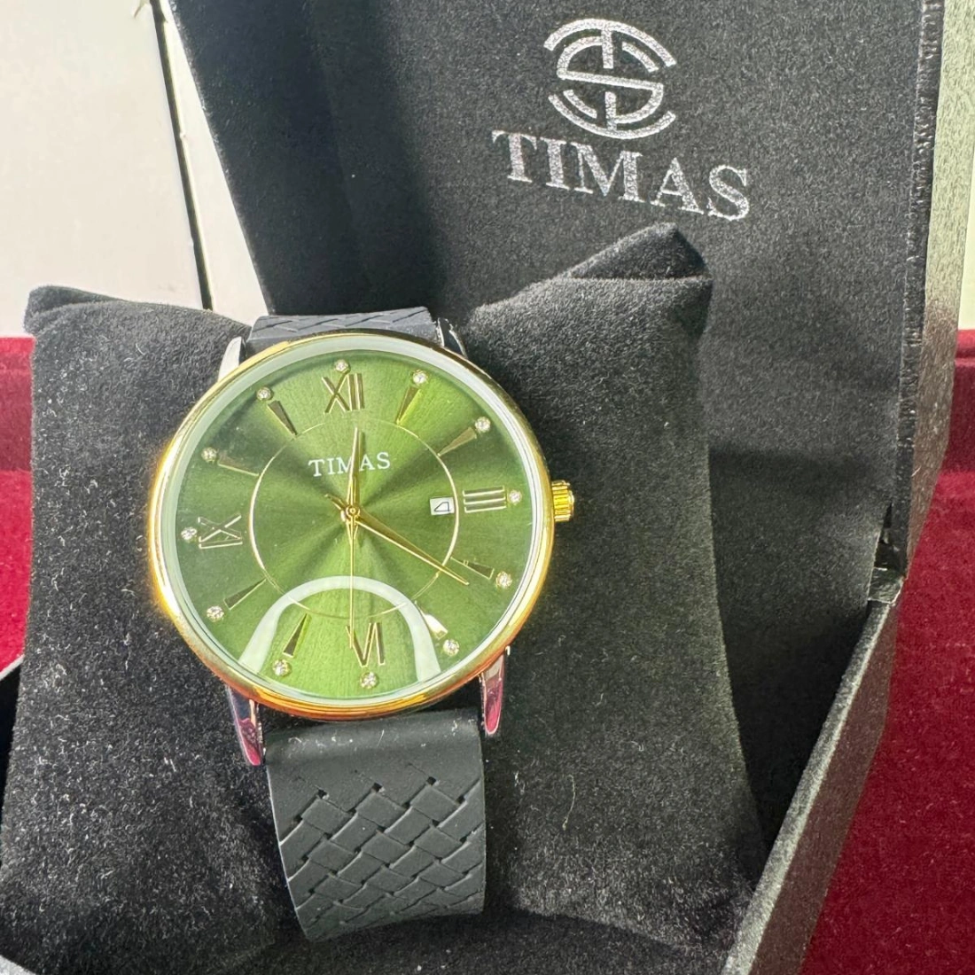 TIMAS Luxury Men's Watch with Green Dial & Black Silicone Strap - Ozone ...